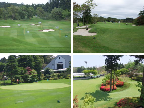 カレドニアン・ゴルフクラブの練習場は日本一です。 朝から夕までたっぷりいろいろなアプローチが練習できます。
